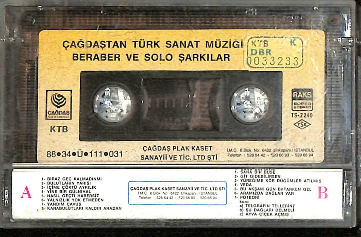 Çağdaştan Türk Sanat Müziği Beraber Ve Solo Şarkılar Kaset (Sarı Bandrol - İkinci El) KST27189 - 2