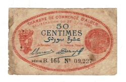 Cezayir 50 Centimes 1921 Temiz YKP7834 - 1