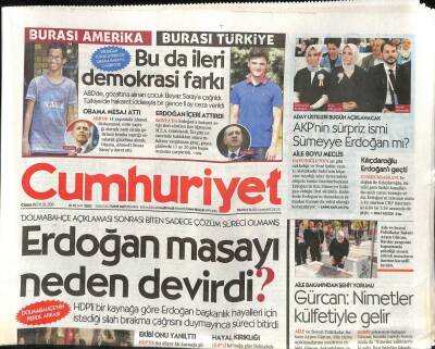 Cumhuriyet Gazetesi 18 Eylül 2015 - Rizede Atatürk Yerine Çay Bardağı Projesi - TÜSİADdan Kaygı Mesajları GZ94493 - 1