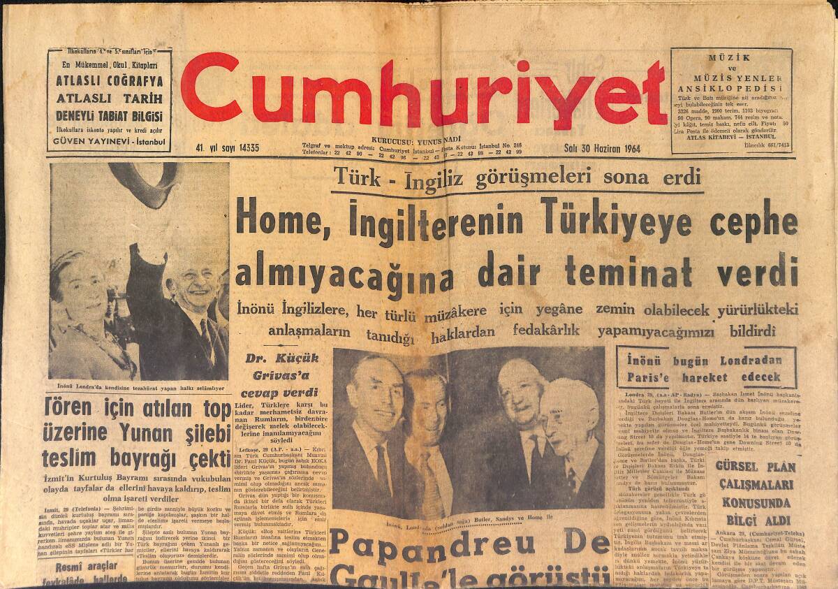 Cumhuriyet Gazetesi 30 Haziran 1964 - Altay Sahaya Çıkmayınca Galatasaray Kupa Şampiyonu Oldu GZ154099 - 1