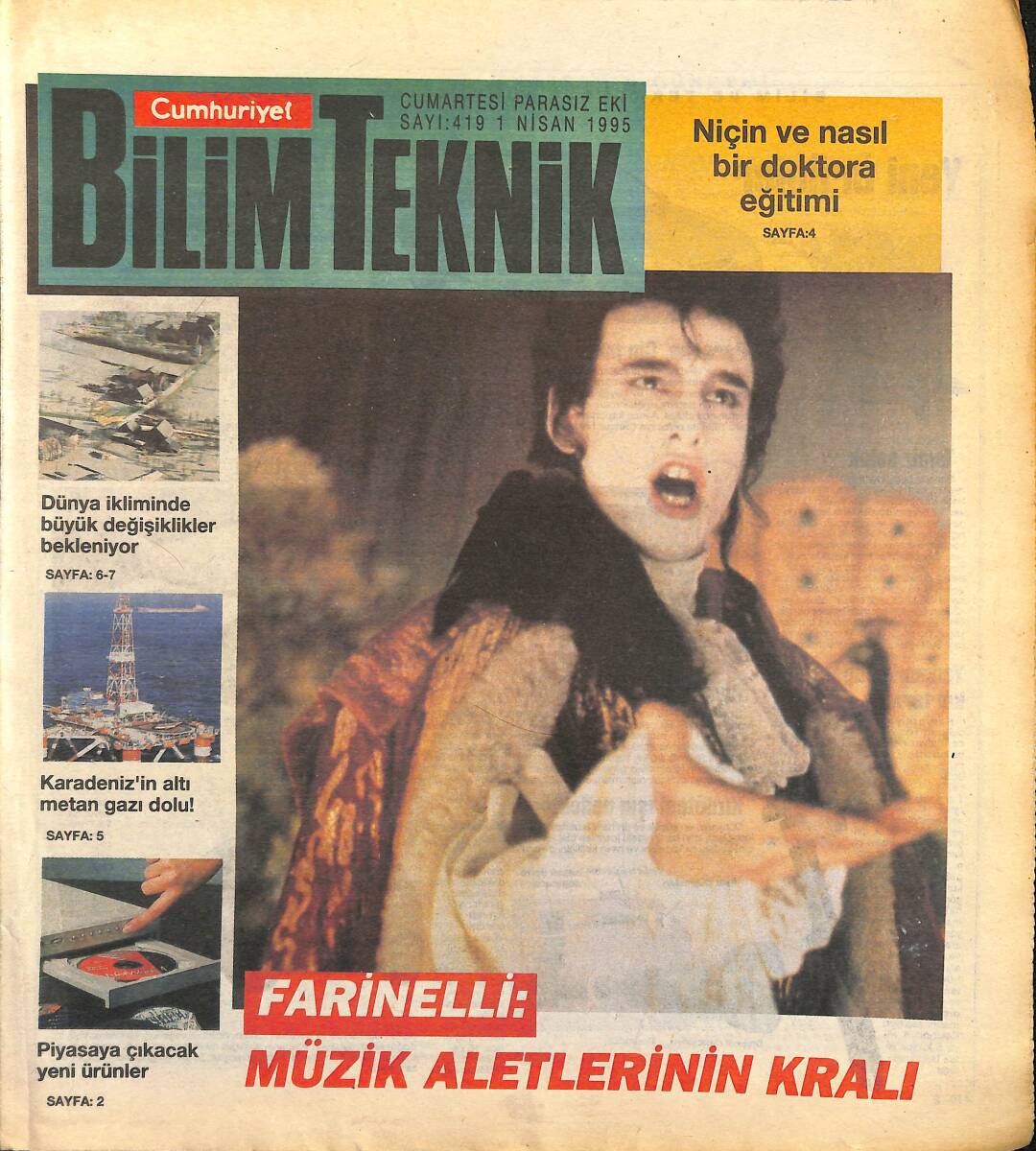 Cumhuriyet Gazetesi Bilim Teknik Eki 1 Nisan 1995 - Karadeniz'in Altı Metan Gazı Dolu ! GZ155680 - 1