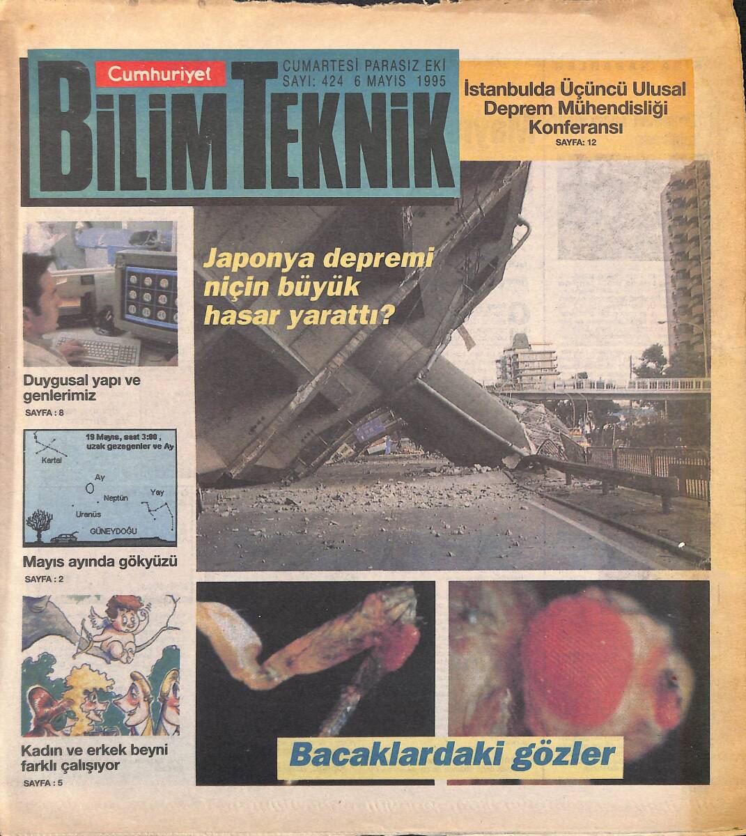 Cumhuriyet Gazetesi Bilim Teknik Eki 6 Mayıs 1995 - Japonya Depremi Niçin Büyük Hasar Yaptı ? GZ155764 - 1