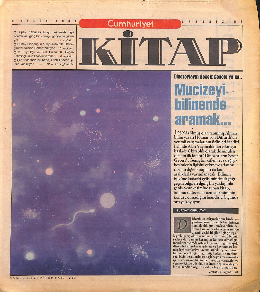 Cumhuriyet Gazetesi Kitap Eki 8 Eylül 1994 - Sinemanın Yüz Yılı GZ155765 - 1