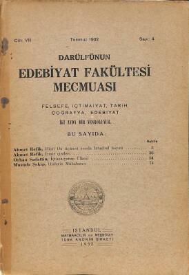 Darülfünun Edebiyat Fakültesi Mecmuası - Felsefe,İçtimaiyat,Tarih,Coğrafya,Edebiyat KTP2262 - 1