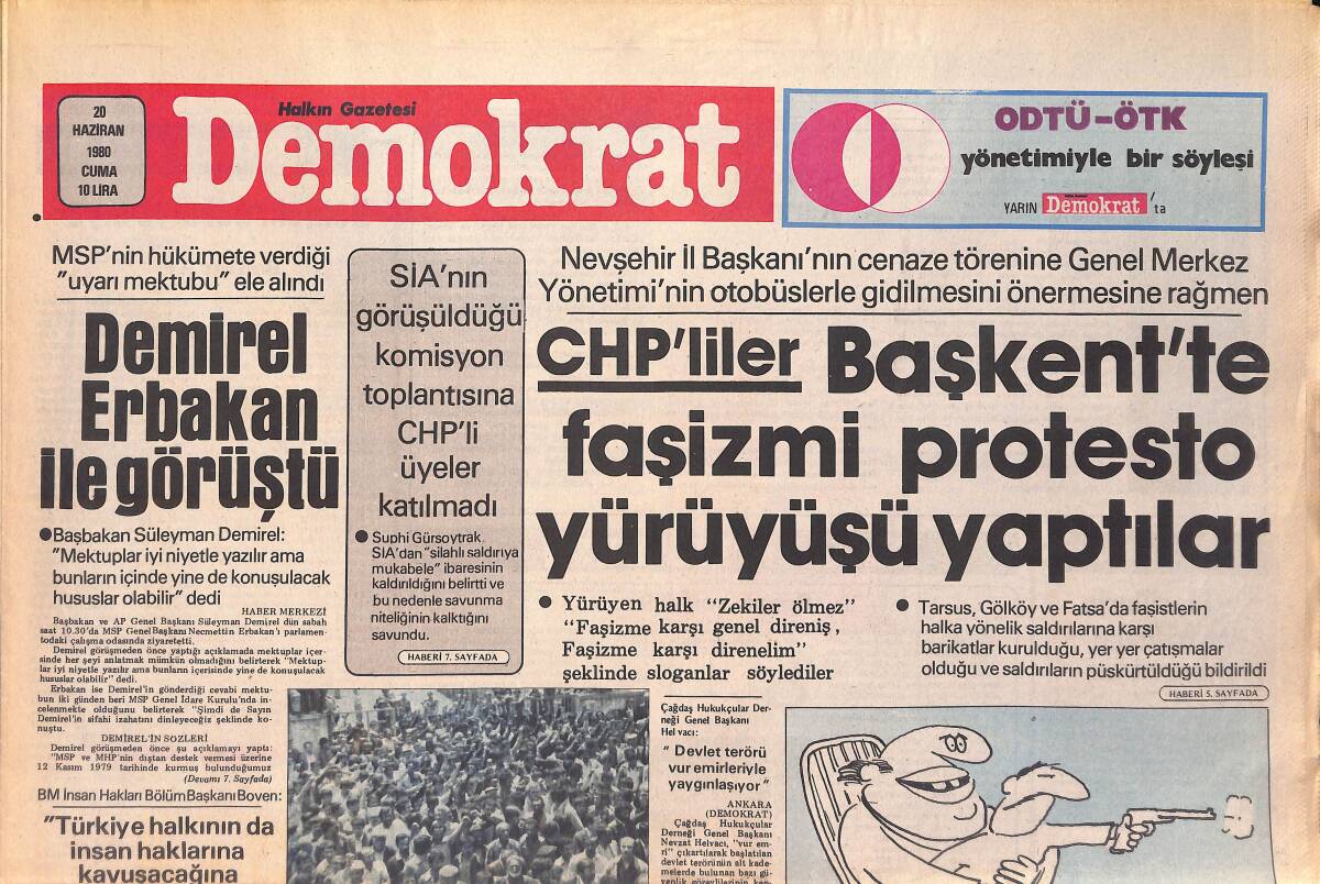 Demokrat Gazetesi 20 Haziran 1980 - Dışişleri Bakanı Erkmen Ünlü Newsweek Dergisine Bir İlan Verdi GZ156079 - 1