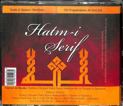 Dr. Tayyar Altıkulaç *Hatm-i Şerif * ( İkinci El ) CD Müzik CD1829 - 2