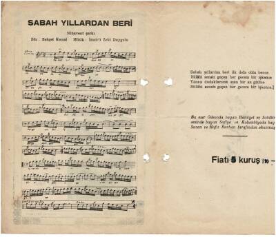 Duygularım - Sabah Yıllardan Beri Nota Kitapçığı EFM1993 - 2