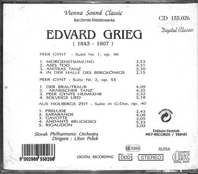 Edvard Grieg Op.46 und Nr.2, Op.55 (CD Sıfırdır) CD2870 - 8