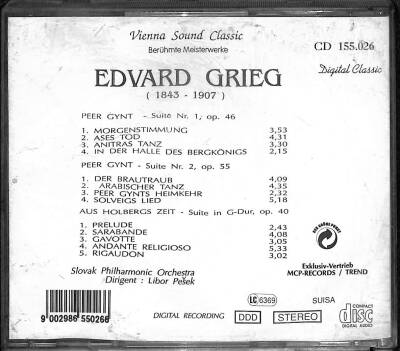 Edvard Grieg - Peer Gynt Suite Nr.1, Op.46 und Nr.2 Op.55 (CD Sıfırdır) CD2865 - 8