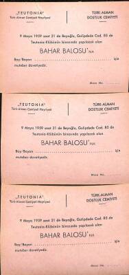 Eğlence Tarihi - TEUTONIA Türk Alman Dostluk Cemiyeti 9 Mayıs 1959 Bahar Balosu 3lü Lot EFM(N)9811 - 2