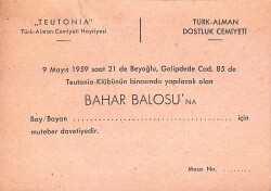 Eğlence Tarihi - TEUTONIA Türk Alman Dostluk Cemiyeti 9 Mayıs 1959 Bahar Balosu EFM(N)9825 - 1