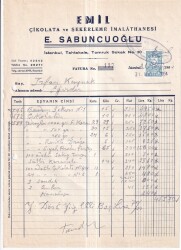 EMİL ÇİKOLATA - ŞEKERLEME İMALATHANESİ E.SABUNCUOĞLU İSTANBUL 1954 FATURA - 2