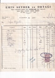 Emin Seyrek ve Ortağı İnşaat Malzemesi Arslan Ateş Tuğlaları Hırdavat vs. Tecim Evi 1962 Antetli Fatura - 2