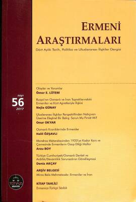 Ermeni Araştırmaları Dört Aylık Tarih Politika Ve Uluslararası İlişkiler Dergisi Sayı 56 2017 NDR84293 - 1