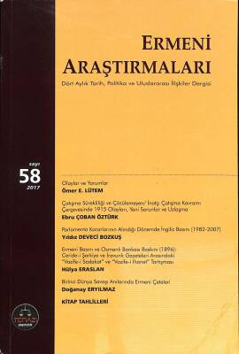 Ermeni Araştırmaları Dört Aylık Tarih Politika Ve Uluslararası İlişkiler Dergisi Sayı 58 2017 NDR84292 - 1