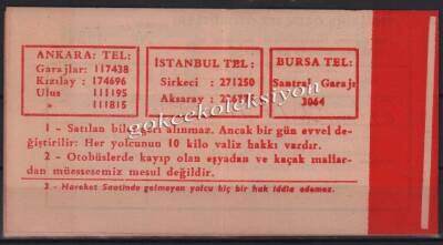 Eskişehir Özen Jet 1966Yılı Otobüs Bileti PYB2953 - 2