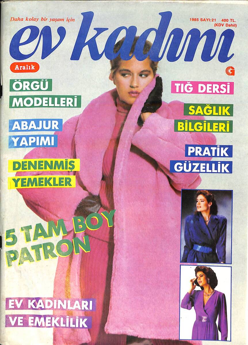 Ev Kadını Dergisi Aralık 1985 Sayı 21 - Örgü Modelleri - Tığ Dersi NDR92763 - 1