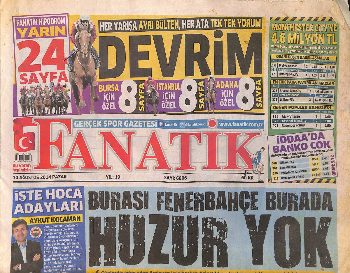 Fanatik Gazetesi 10 Ağustos 2014 - Aysal Söz Verdi - Belhanda Kartal'a Işığı Yaktı GZ153948 - 1