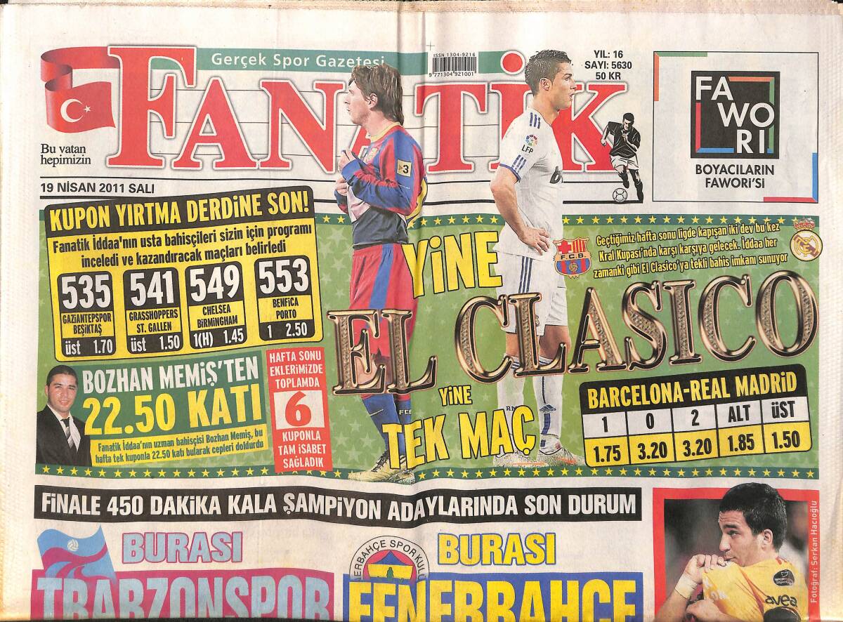 Fanatik Gazetesi 19 Nisan 2011 - Türkiye Kupası'nda İlk Finalist Yarın Belli Oluyor GZ153918 - 1