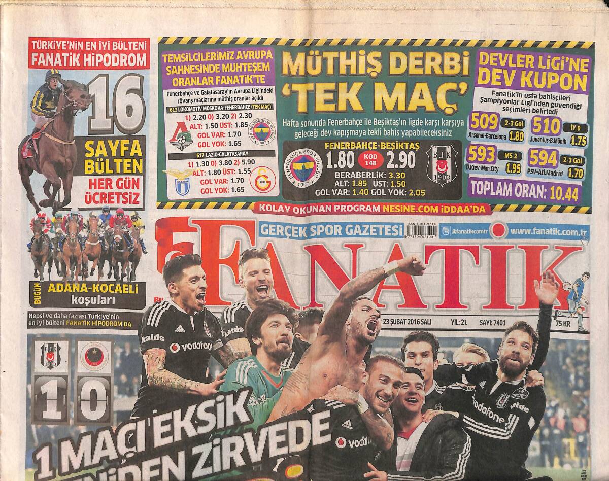 Fanatik Gazetesi 23 Şubat 2016 - Fenerbahçe'de Hava Değişti - Cim Bom İçin Kader Anı GZ153941 - 1