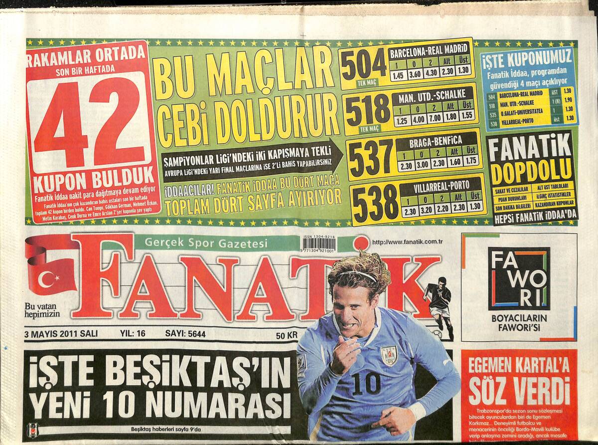 Fanatik Gazetesi 3 Mayıs 2011 - Nuri Şahin Real Madrid'e Gidiyor - Stoch Arap Atı Gibi GZ155316 - 1