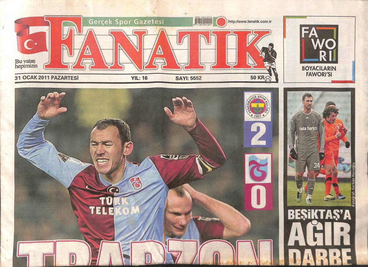 Fanatik Gazetesi 31 Ocak 2011 - Beşiktaş'a Ağır Darbe - Madalya Koşusu Başlıyor GZ153913 - 1