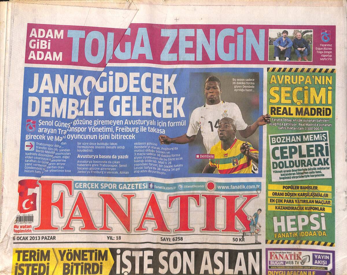 Fanatik Gazetesi 6 Ocak 2013 - Eski Dost Lucescu'dan Beşiktaş'a...Çılgın Teklif ! GZ153920 - 1