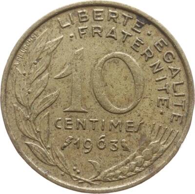 Fransa 10 Centimes 1965 Temiz YMP306 - 1