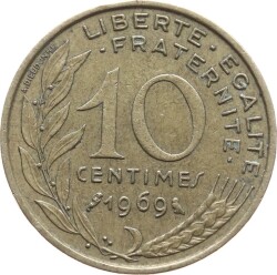 Fransa 10 Centimes 1969 ÇT YMP314 - 1