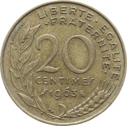 Fransa 20 Centimes 1963 Temiz YMP316 - 1