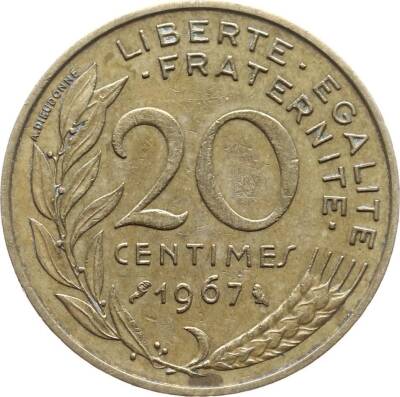 Fransa 20 Centimes 1967 ÇÇT YMP319 - 1