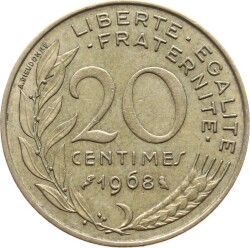 Fransa 20 Centimes 1968 ÇÇT YMP318 - 1