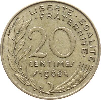 Fransa 20 Centimes 1968 ÇÇT YMP318 - 1