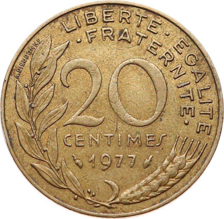 Fransa 20 Centimes 1977 ÇT YMP6566 - 1