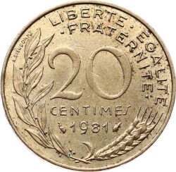 Fransa 20 Centimes 1981 ÇT+ YMP6557 - 1