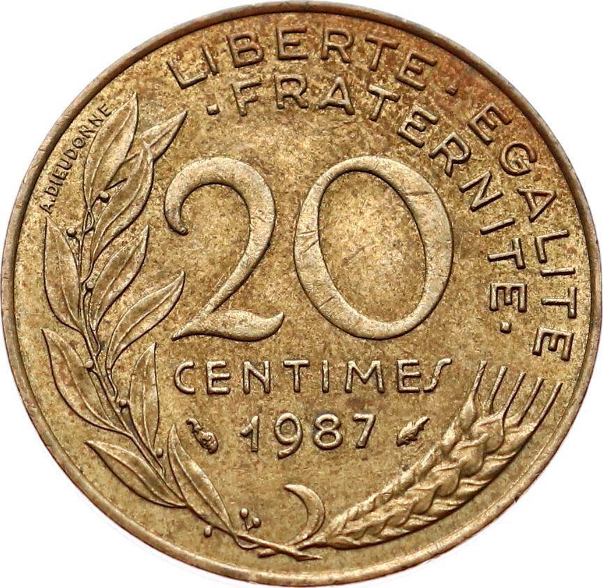 Fransa 20 Centimes 1987 ÇT YMP6556 - 1