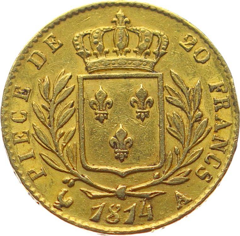 Fransa 20 Frank 1814 *Louis XVIII* ÇA YMP10977 #862 - 2