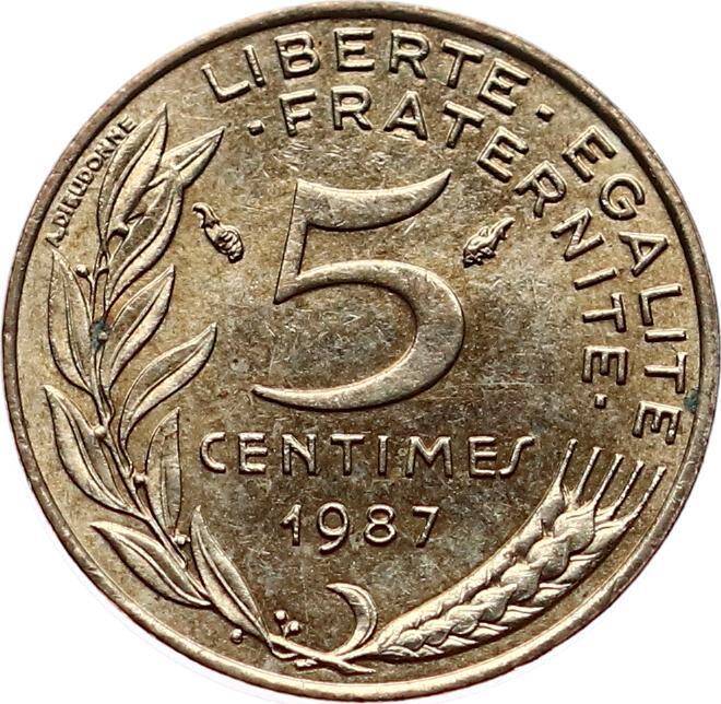 Fransa 5 Centimes 1987 ÇÇT+ YMP6527 - 1