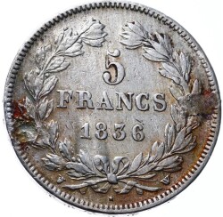 Fransa 5 Frank 1836 Gümüş ÇT *Louis-Philippe I* YMP9073 - 2