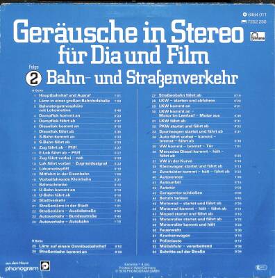 Geräusche In Stereo Für Dia Und Film - Folge 2 - Bahn- Und Straßenverkehr 1979 LP (109) PLK17512 - 2