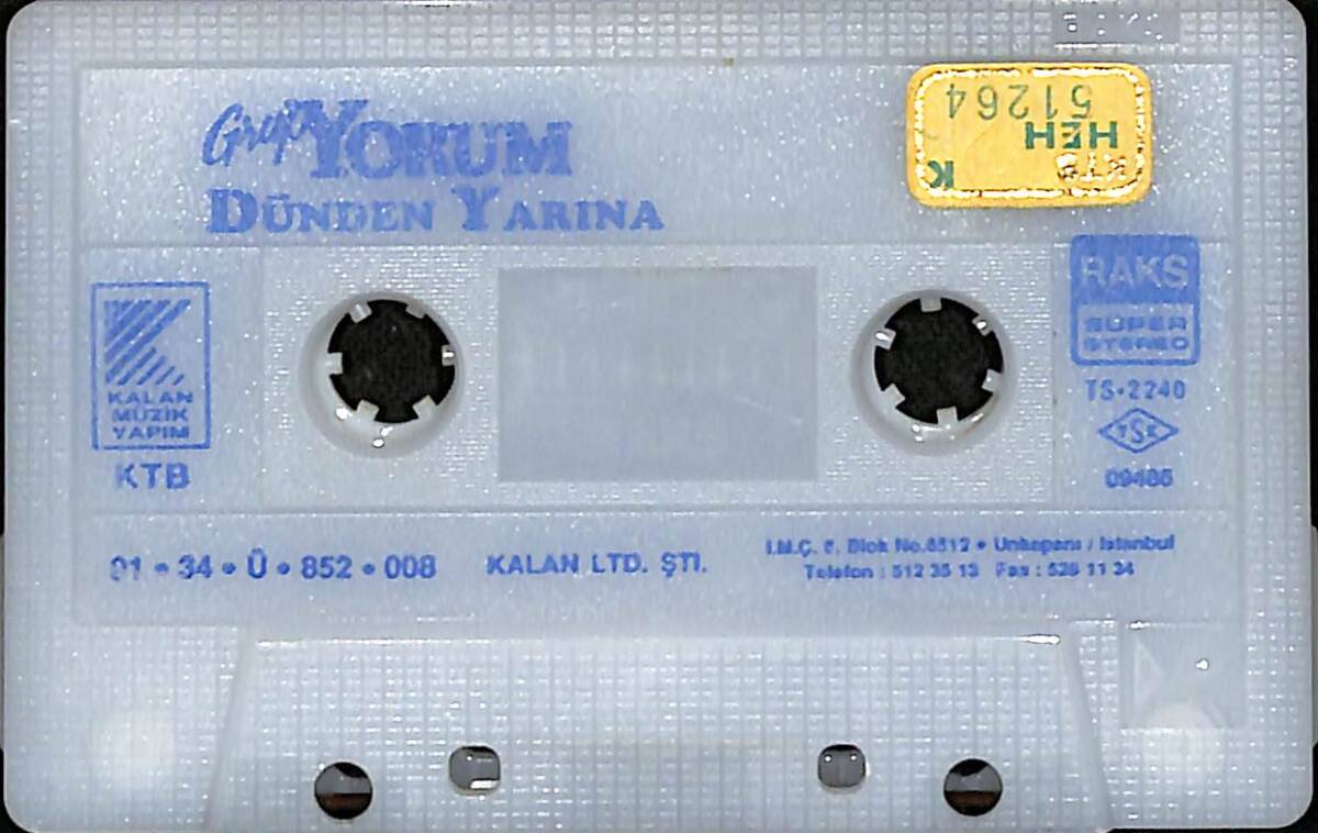 Grup Yorum - Dünden Yarına Kaset (Sarı Bandrol - İkinci El) KST27862 - 2