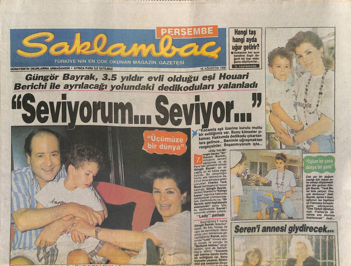 Günaydın Gazetesi Saklambaç Eki 16 Ağustos 1990 - Seren Serengil'i Annesi Giydirecek - Fatih Kısaparmak Kasetleri Üçlüyor GZ153462 - 1