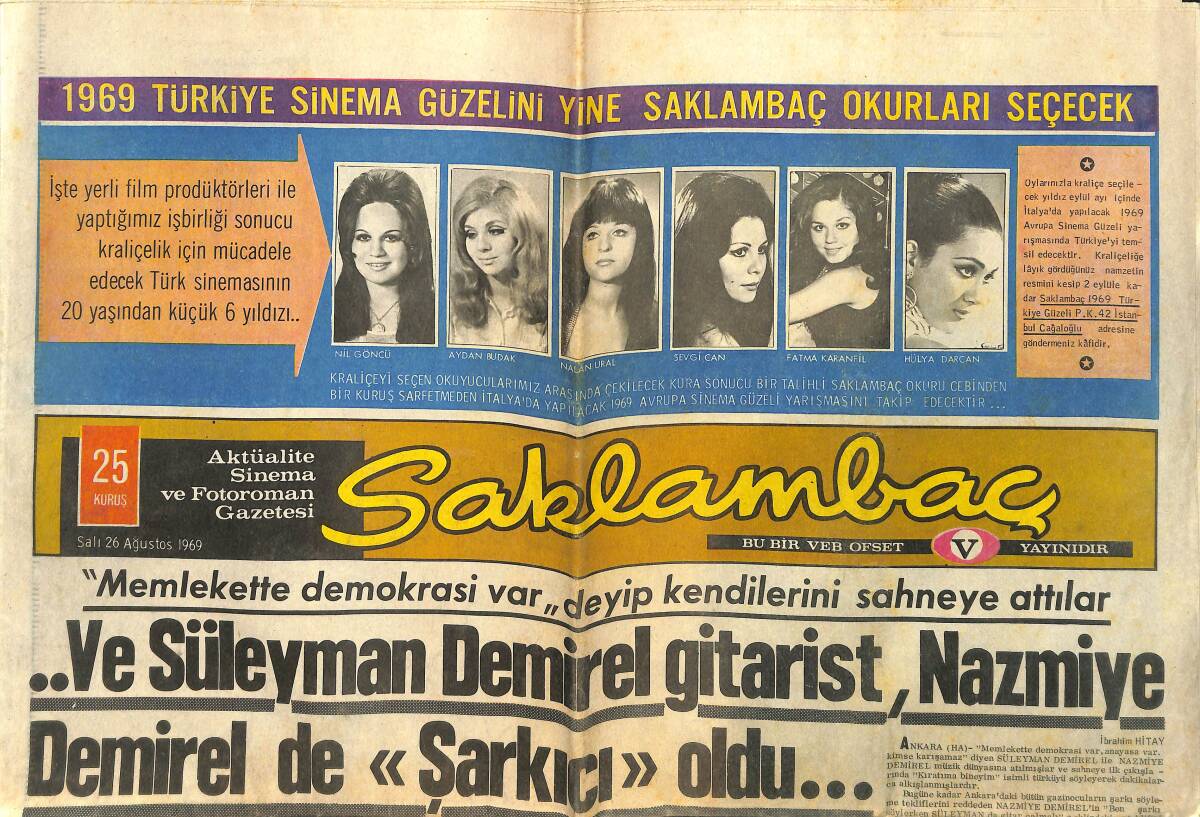 Günaydın Gazetesi Saklambaç Eki 26 Ağustos 1969 - Kraliçe Elizabeth'in Bir Askere Şemsiye Tutturması İngiliz Halkını Çileden Çıkardı GZ142318 - 1