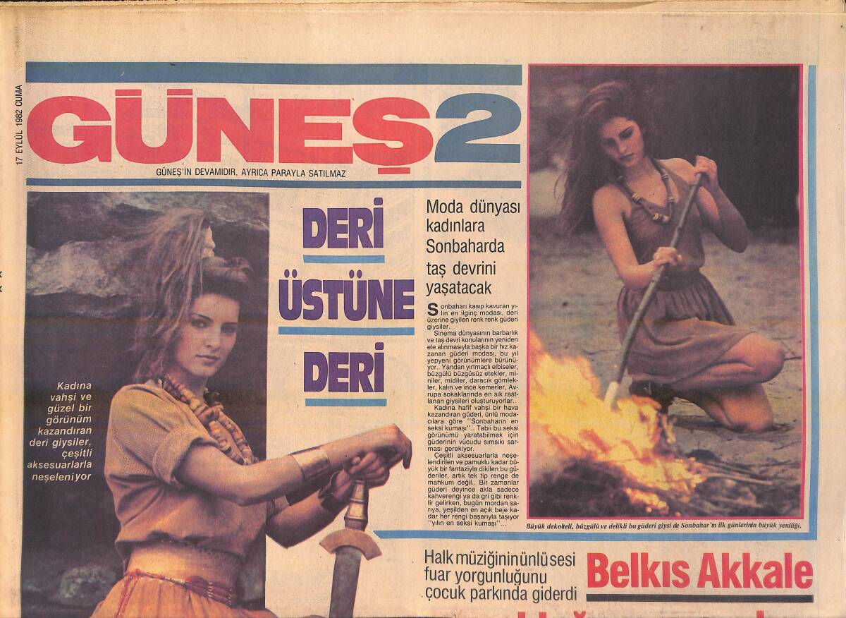 Güneş 2 Gazetesi 17 Eylül 1982 - Belkıs Akkale Çocukluğunu Yaşadı - Maria Grazio Omaggia Rahibe Oldu GZ156251 - 1