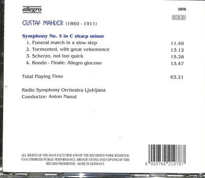 Gustaf Mahler Symphony No5 CD Müzik (CD Sıfırdır) CD2864 - 8