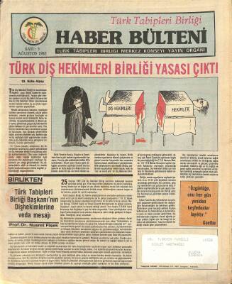 Haber Bülteni Dergisi Ağustos 1985 Sayı 5 - Türk Diş Hekimeri Birliği Yasası Çıktı NDR77978 - 1