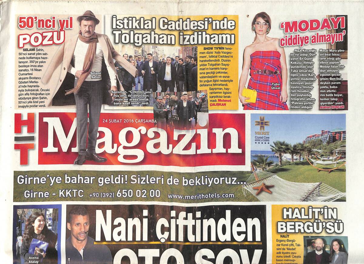 Habertürk Gazetesi Magazin Eki 24 Şubat 2016 - Nani Çiftinden Oto Şov - Müren Albümüne Tarkan Ertelemesi GZ153909 - 1