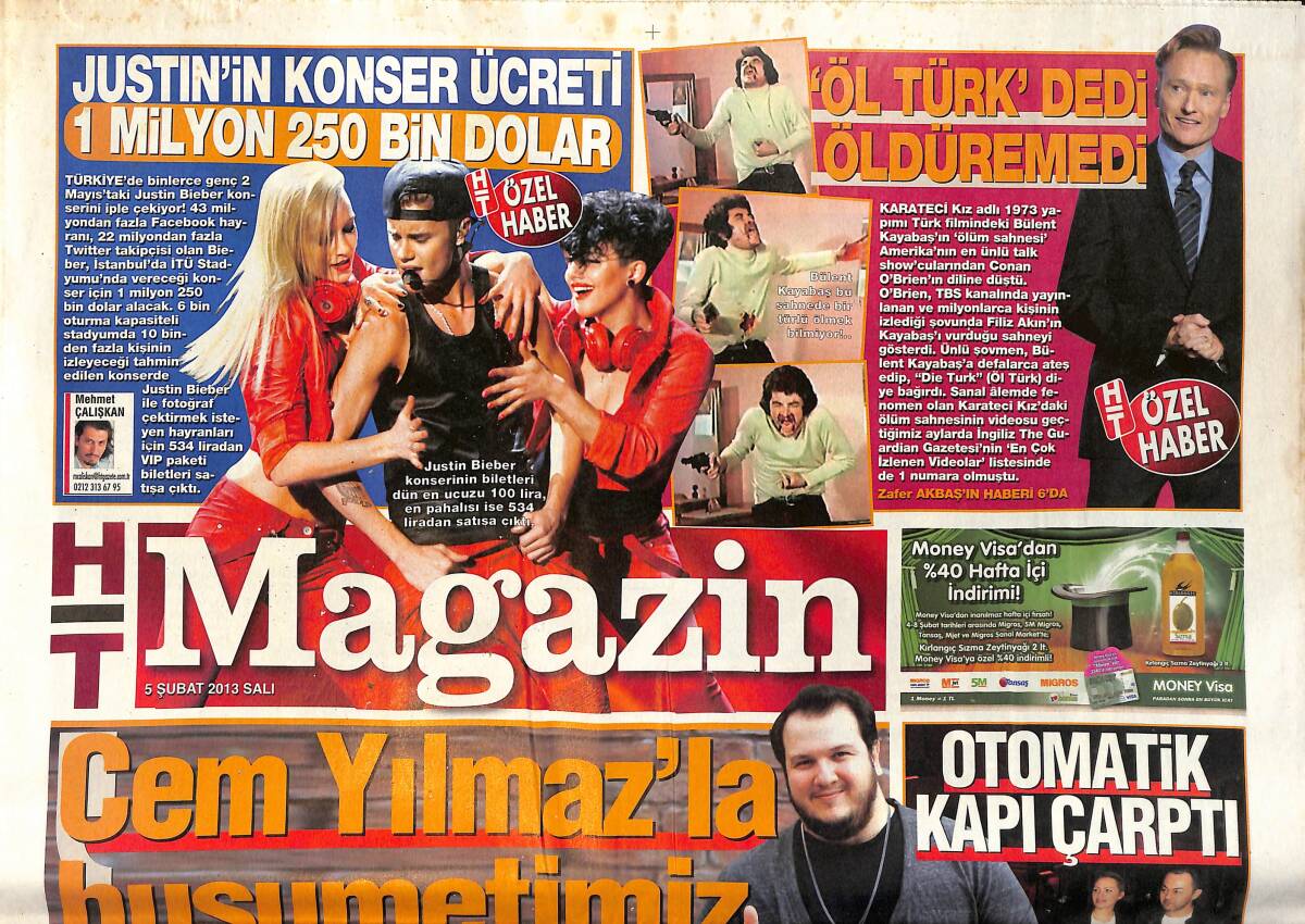 Habertürk Gazetesi Magazin Eki 5 Şubat 2013 - Özgü Namal'ın Keyfi Yerinde - Justin Bieber'ın Konser Ücreti 1 Milyon 250 Bin Dolar GZ153905 - 1