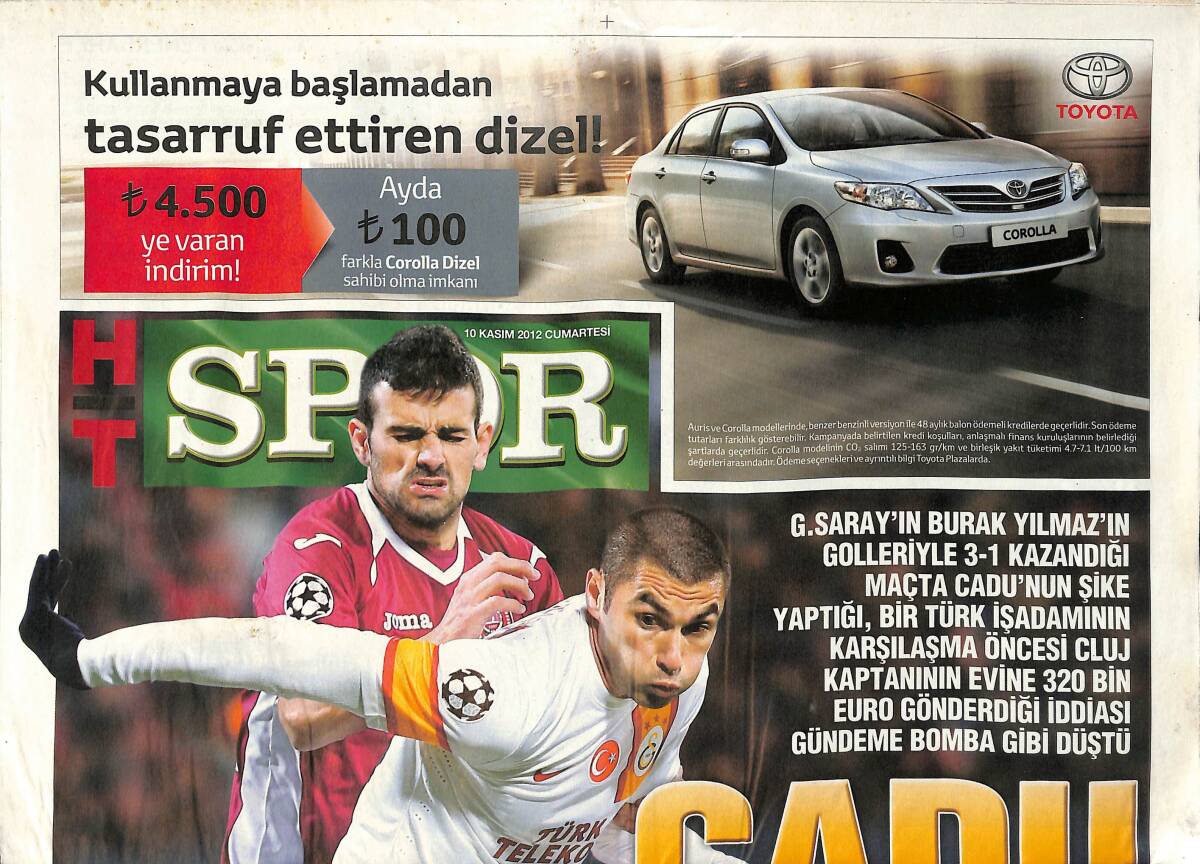 Habertürk Gazetesi Spor Eki 10 Kasım 2012 - Dirk Kuyt, Avrupa'da Alex'in Peşinde - Şota'dan Şifo'ya Gözdağı GZ153807 - 1