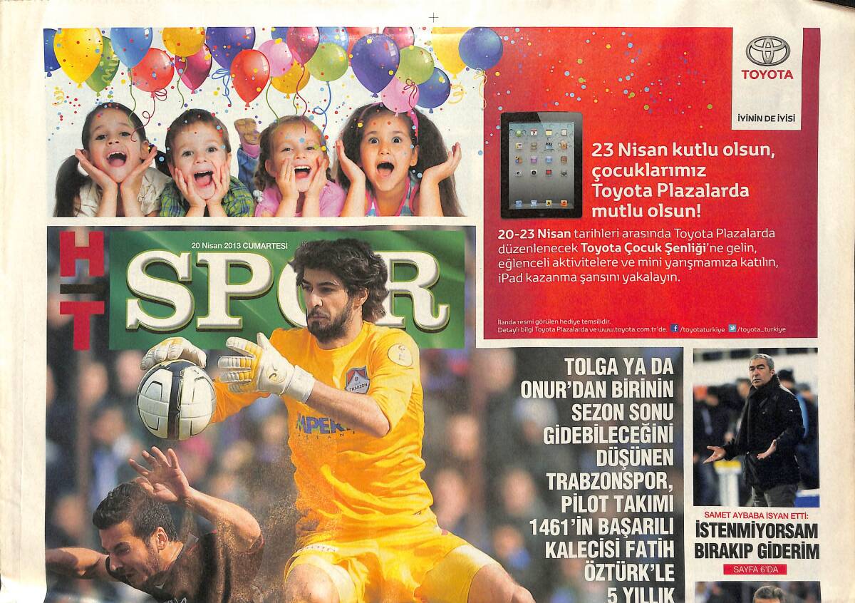 Habertürk Gazetesi Spor Eki 20 Nisan 2013 - Serkan Acar'ı Kalbimiz Gömdük - Aziz Yıldırım'ın Gözyaşları GZ153815 - 1